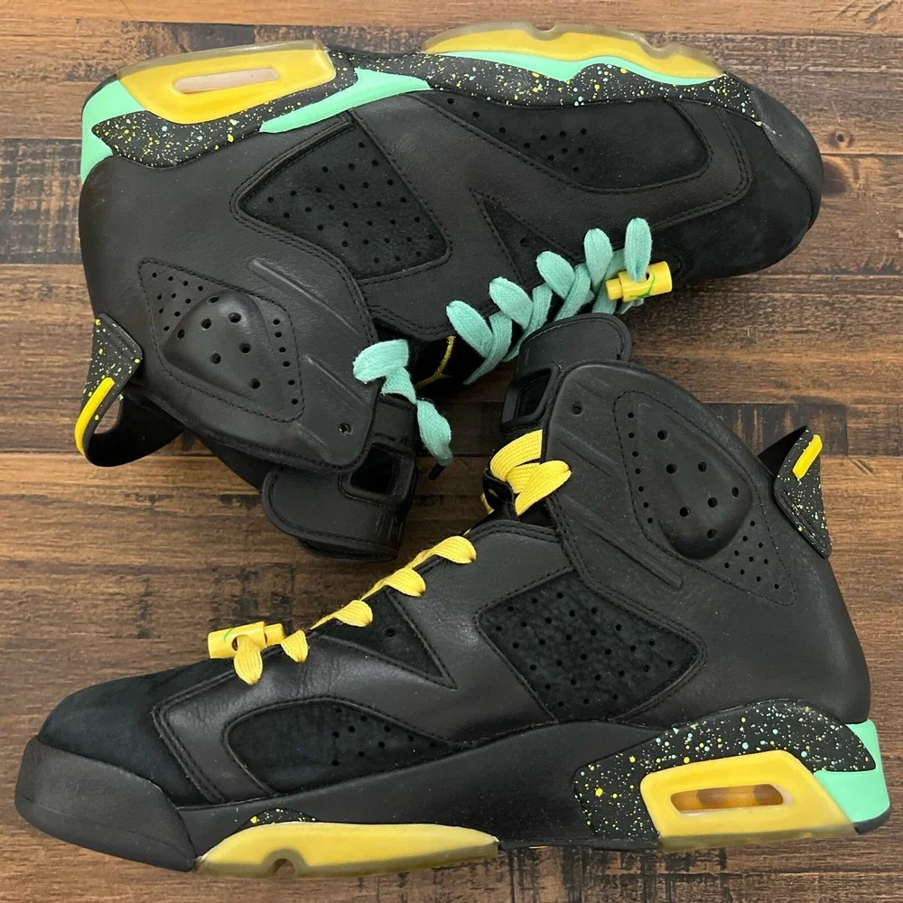 Men's Size 10 Air Jordan 6 Retro Brazil Pack Black Yellow Green